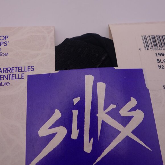 Silks by/par PHANTOM LACE TOP 'STAY-UPS' Stockings Shadow Toe Black Size B - Picture 5 of 16